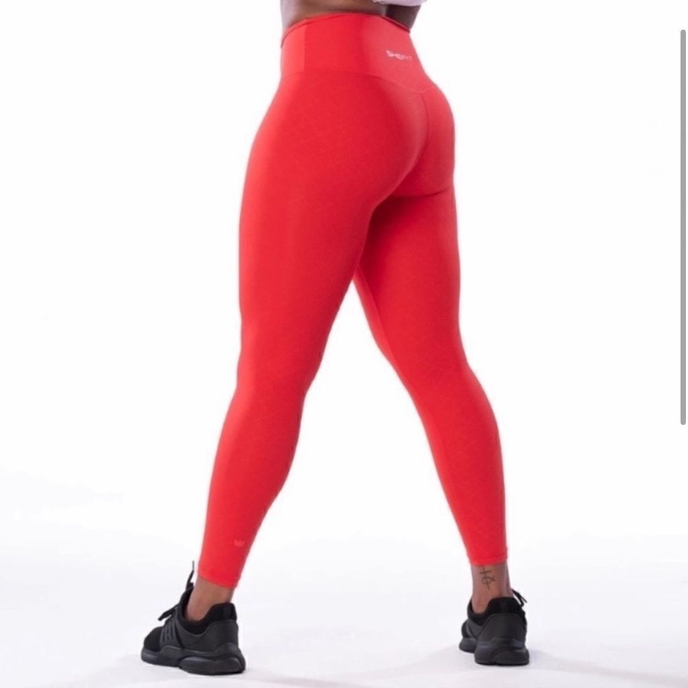Shefit Boss Legging High Waisted Diamond Embossed Print Rush Red